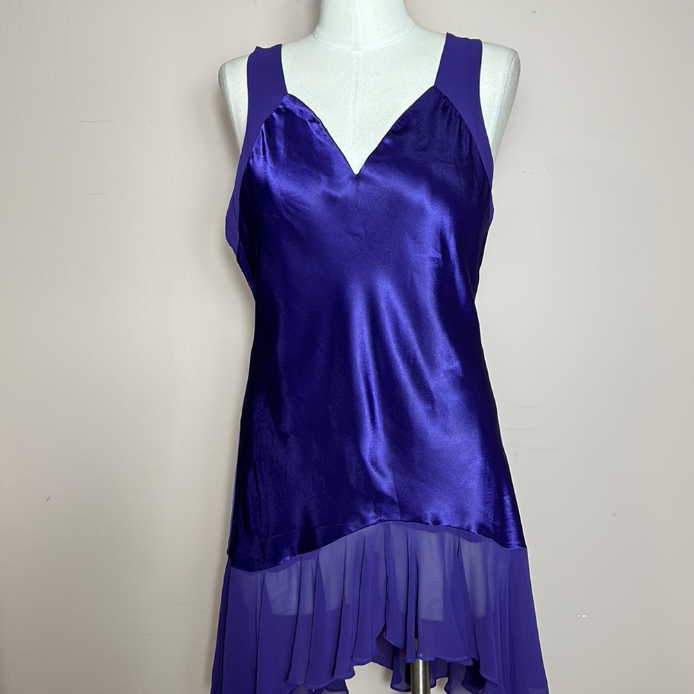 Vintage Val Mode Lingerie Purple Satin Layered Skirt Slip Size M
